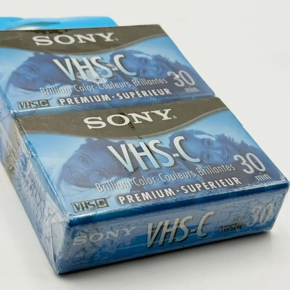 New SONY VHS-C Video Tapes 30 Minute Premium Sealed Pack of 2 // TC-30VHGF